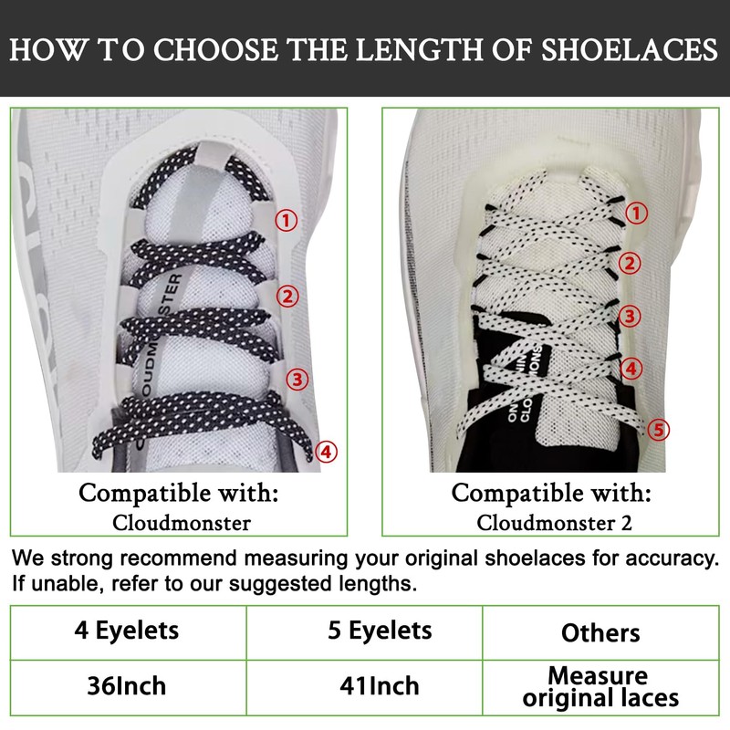 Endoto Shoe Laces for ON CloudMonster,7MM Flat Shoelaces Replacement Women