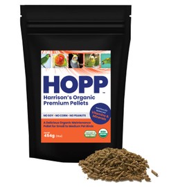 Harrison's Bird Foods HOPP Premium Pellets – Organic, Nutritionally Balanced Food for Small to Medium Pet Birds, Cold-Pressed, Low Fat, Vet-Developed, 5LB