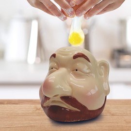 Winkee Chefkoch - Egg Separator - The Funny Egg Separator with Face | Practical Ceramic Egg Yolk Separator | Yolk Egg Separator Chef | Gift for Christmas, Easter, Birthday, Valentine's Day