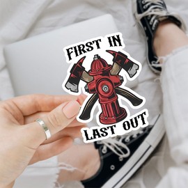 3Pcs First in Last Out Firefighter Sticker Firefighter Fireman Gift First in Last Out Stickers First Responder Cool Fire Fighter Fire Department Decal for Laptop Water Bottle Toolbox Phone Car 3"