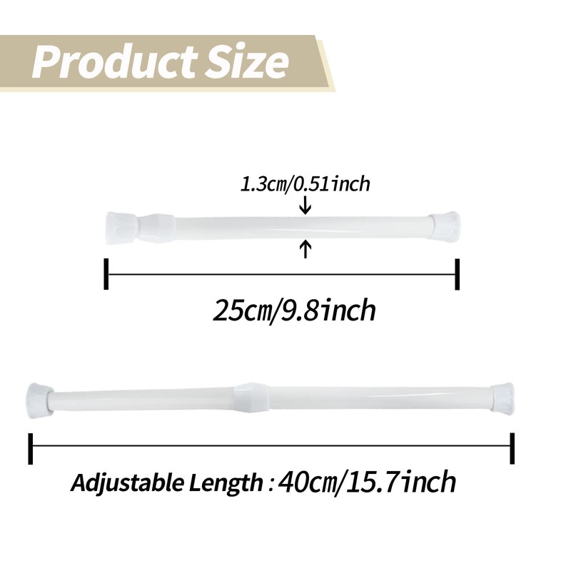 Kyuionty 4 Pcs Spring Tension Curtain Rods, 9.8 To 15.7