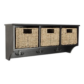 Safavieh Home Collection Finley Black Hanging 3 Basket Wall Coat Rack,