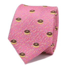 MENDEPOT Novelty Drink And Food Pattern Men Necktie With Gift Box Cheese Tie Bread Necktie Father's Day Birthday Gift Tie (Donuts)