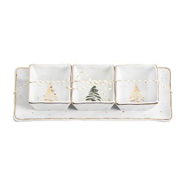 Mud Pie, Gold, Triple Dip Tray Set, 3.75" x 10.5", assembled 3 3/4" x 10 1/2"
