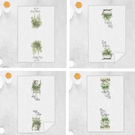 GOOZHO Sage Green Eucalyptus Plant Bathroom Hand Towels, Cottagecore Botanical Funny Quotes Hand Towels for Bathroom Toilet Washroom Restroom, 16x24 Inches Set of 4