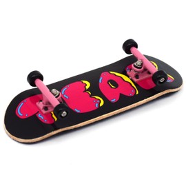 Teak Tuning Complete Fingerboard Donut Teak Logo Edition - Premium, Heat Transfer Graphic - Pro Shape & Size - Bearing Wheels, Pro Trucks, 61A Pro Duro Bushings - 32mm x 97mm Deck