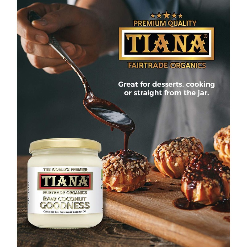 TIANA Fairtrade Organic Raw Coconut Goodness, Pure Unsweetened Coconut Flesh