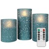 Blue Flameless Candles Set with Remote Control, Flickering LED Battery