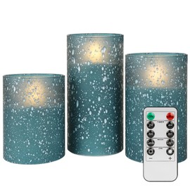 Blue Flameless Candles Set with Remote Control, Flickering LED Battery Operated Pillar Candles, Timer Function, 3 Sizes (3x4, 3x5, 3x6), Safe, Realistic Flame Effect, Perfect for Home Decor, Christmas
