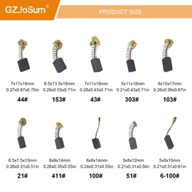 40 Pack Electric Motor Carbon Brushes Set, 10 Different Sizes for Replacement Repair Power Tool Part Electric Hammer Drills Angle Grinders Circular Table Saw