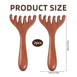 2 PCS Antler Massage Comb, Head Massager Scalp, Six Claw Meridian Massagecomb Comb, Wide Tooth Sandalwood Hair-Comb Portable Acupoint Gua Sha Combs for Men Father's Mother's Day