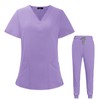 VIAOLI Scrubs for Women Set V-Neck Pocket Top & Drawstring