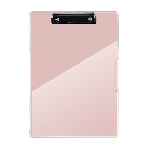 FRETONBA A4 Clipboard with Storage Compartment, Pink Plastic Clipboard, Lightweight