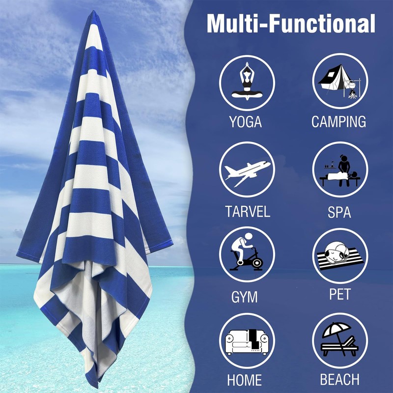 BonGu Beach Towel Set 180x80cm & 60x38cm Microfiber Travel Towels