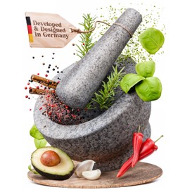 ChefSofi 1.5 Cup-Capacity Mortar and Pestle Set - Unpolished Heavy Granite for Enhanced Performance and Organic Appearance