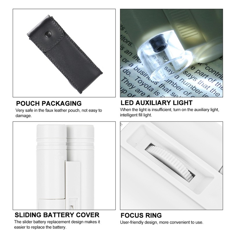 100X Zoom Microscope Double Tube Jewelry Magnifier Pocket Magnifying Glass