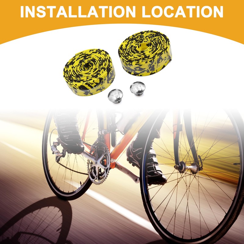 Partuto 2 Pcs Universal Bike Handlebar Tape - Foam Yellow