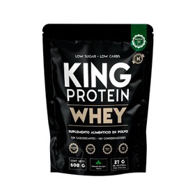 KING PROTEIN - Proteína Aislada de Suero Sin Sabor - 27g Proteína + BCAA Naturales - Pre y Post Entrenamiento - Sin Carbohidratos, Azúcar ni Conservantes - 600g, 20 Raciones
