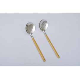 Sakai Sangyo Domestic Bamboo Pattern Ladle (Set of 2) for Tables, Meals, Pots, Small, Tabletop, Easy to Use, Convenient, Easy to Hold