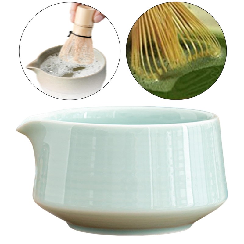 Leefasy Ceramic Matcha Tea Bowl with Spout, Chawan, 560ml, Light