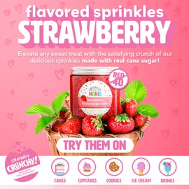 Flavored Strawberry Sprinkles for Ice Cream Drinks & Cake - Our Edible Strawberry Sprinkles Taste Just Like Strawberries - Our Flavored Jimmies Use Cane Sugar & Are Free from Red 3 & Red 40 (16oz)