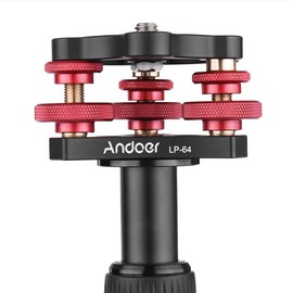 Andoer Tripod Leveling Base Leveler Tri-wheel Leveler with Bubble Level Bag for Canon Nikon Sony DSLR Camera