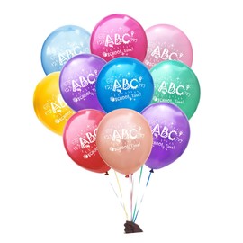 Abaodam 60pcs Colorful Latex Balloons for School Party Decorations School Printing Balloons for Classroom Layout and Festive Atmosphere