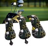 BORDSTRACT 3PCS Golf Head Cover, Trefoil Pattern PU Leather Golf