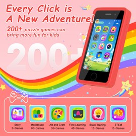 GREENCREEK 3.97" Touchscreen Kids Toys Smart Phone, Kids Phone with Games & Dual Camera, 8GB Toddler Toys Phone, Boys and Girls Learning Toy Phone for 3-9 Years Old(Red)