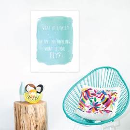 Motivational Wall Art, Inspirational Wall Decor, Nursery Decor, What If You Fly in Blue, 11x14 Wall Art