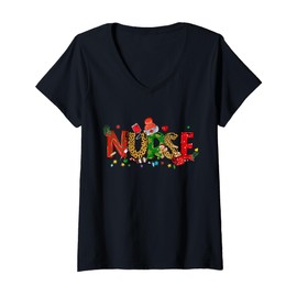 Womens Nurse Life - Merry Christmas, xmas Scrub top, Holiday Cheer V-Neck T-Shirt