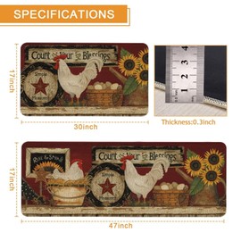 Roszwtit Farmhouse Kitchen Rugs and Mats Set of 2, Farm Rooster Kitchen Mat, Seasonal ...