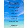 Frankie  "Sincere Truth" Keepsake Name Meaning Card with Bible Verse