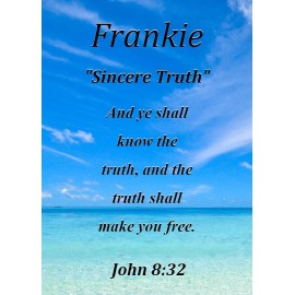 Frankie  "Sincere Truth" Keepsake Name Meaning Card with Bible Verse