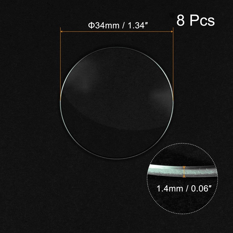 sourcing map 8 Pack 34 mm Crystal Lens Single Dome