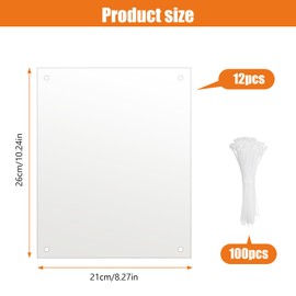 12Pcs Pet Cage Liner Protection, Clear Edge Guard, Bunny Cage Urine Guard, Edge Liner Guinea Pig Side Lining Small Animal Cage 10.2'' x 8.3'' Habitat Siding Ferret Scatter Guard with 100PCS Ties