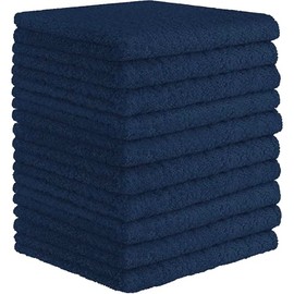 DecorRack 10 Pack 100% Cotton Wash Cloth, Luxurious Soft, 12 x 12 inch Ultra Absorbent, Machine Washable Washcloths, Navy (10 Pack)