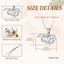 Bunny Rabbit Urn Pendant Necklace for Pets' Ashes - Stainless Steel Cremation Ashes Jewelry Keepsake Memorial Locket (Silver)