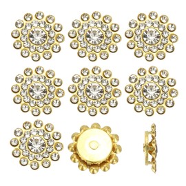 PATIKIL 50 Pcs Sew on Rhinestones, 14mm Flower Glass Rhinestones with Craft Gems Crystal Embellishments for Clothes Shoes Belt DIY Crafting Decoration, White