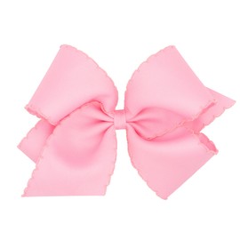 Wee Ones Girls' Classic Grosgrain Moonstitch Edge Hair Bow on a WeeStay Hair Clip, King, Pearl