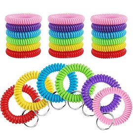 30 Pcs Wrist Coil Key Chain Bulk Spring Spiral Keychain Wrist Keychain Stretch Lanyard Keychain Rings - 6 Colors