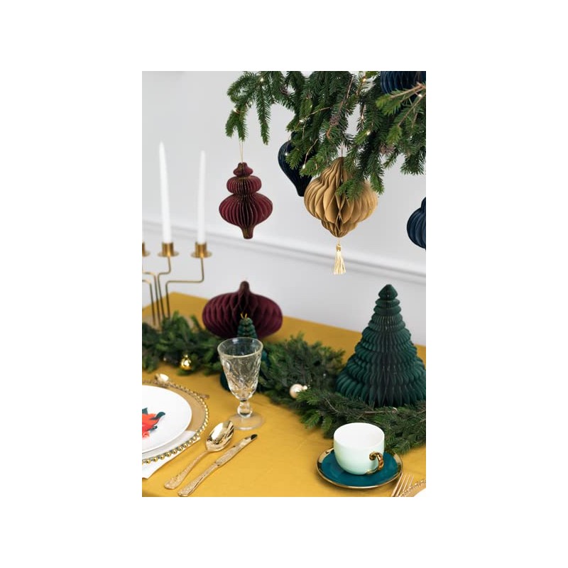 PartyDeco Christmas Tree Bauble Paper Honeycomb Icicle Burgundy Decorations for