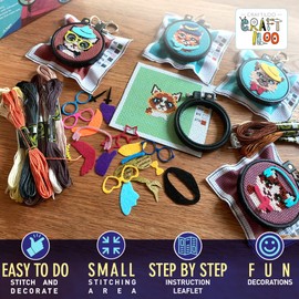 Cats 5 Stamped Cross Stitch Kits for Kids.Needlepoint Kits for Beginners. Embroidery Kit for Kids. Crossstitch Kit for Beginners and Girls (Cats)