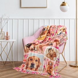 solid can Golden Retriever Gifts Golden Retriever Blankets 50"X60" Dog Throw Blanket for Dog Lovers Mom Dad Flannel Puppy Print Blanket for Couch Sofa Bed Car