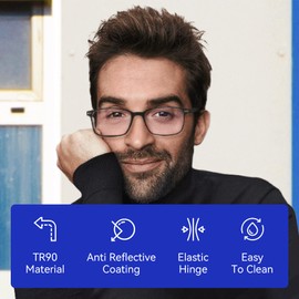 BLUEMOKY Blue Light Reading Glasses Men Women, Computer Glasses 2 Pack, Bluelight Blocking Reader, Rectangle Frame, Anti Eyestrain 225