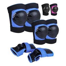 iMoebel Protector Set 6 in 1 Inline Protector Set Children's Protective Equipment, Adjustable Knee Pads, Elbow Pads, Wrist Guards for Skating, Driving, Scooter, Skateboard, Blue, M