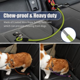 Mi Metty Dog Car Seat Belt, Dog Car Harnesses Chew Proof Steel Rope Cable, Waterproof Dogs Safety Belt, Vehicle Harnesses with Double Clips and Latch Attachment