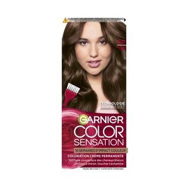 Garnier Color Sensation Colouration, Light Brown 5.0, Permanent Cream Colouration, for All Hair Types, Colour up to 10 Weeks & Covers White Hair 100%