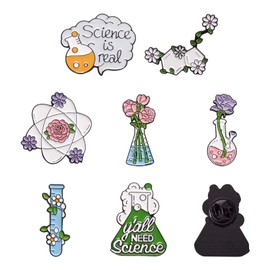 Magibeads Cute Enamel Pins Assorted Style Rainbow Flower Scientists Alloy Pins Brooches Badge for Backpack Clothes Decorations, Enamel, no gemstone