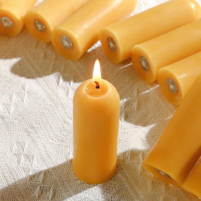 DEYBBY Beeswax Small Pillar Candles 6 Pack